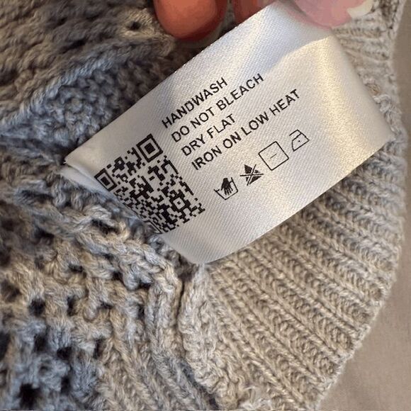 Cider Knit Hooded Zipper Hollow Out Cardigan Gray Open Knit Size XS - Picture 8 of 12